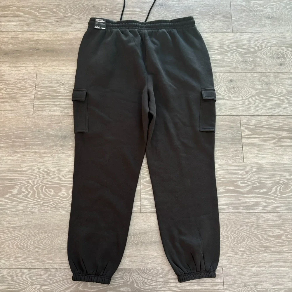 NWT DSG Mens‎ Pure Black Classic Fleece Cargo Cinch Athletic Fit Pants Size XL